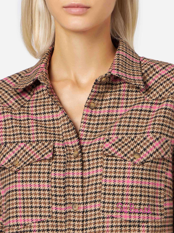 Damen-Overshirt mit Pied-de-Poule-Print