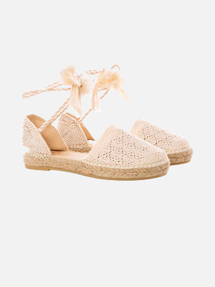 Beige and white Soler crochet espadrillas