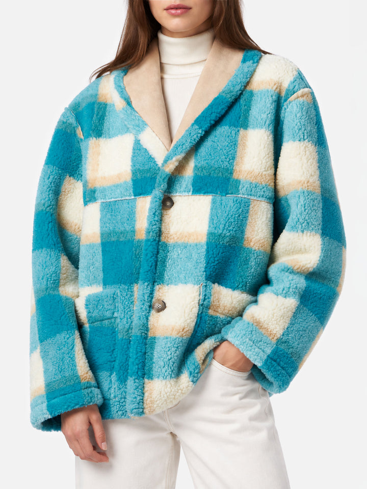 Dorys wendbare Jacke in Shearling-Optik mit Tartan-Print 