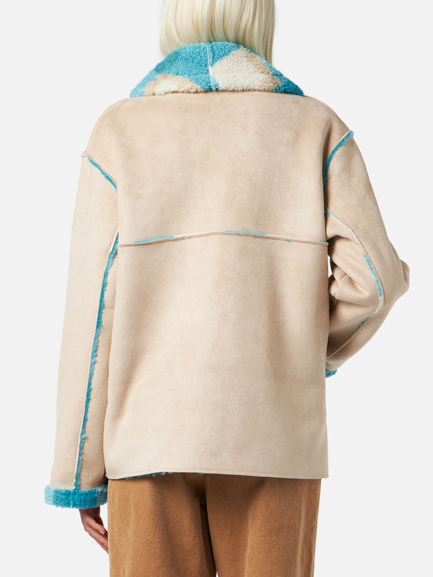 Giacca Dorys reversibile effetto shearling con stampa tartan
