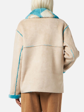 Giacca Dorys reversibile effetto shearling con stampa tartan