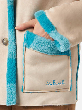 Giacca Dorys reversibile effetto shearling con stampa tartan
