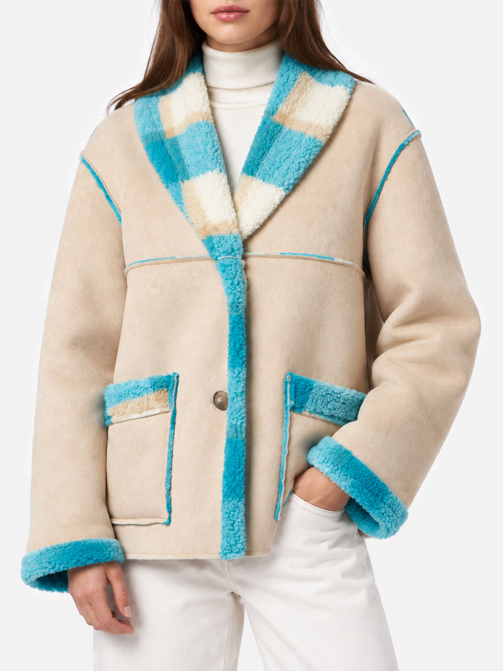 Dorys wendbare Jacke in Shearling-Optik mit Tartan-Print 