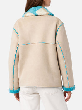 Veste Dorys réversible effet shearling avec imprimé tartan 