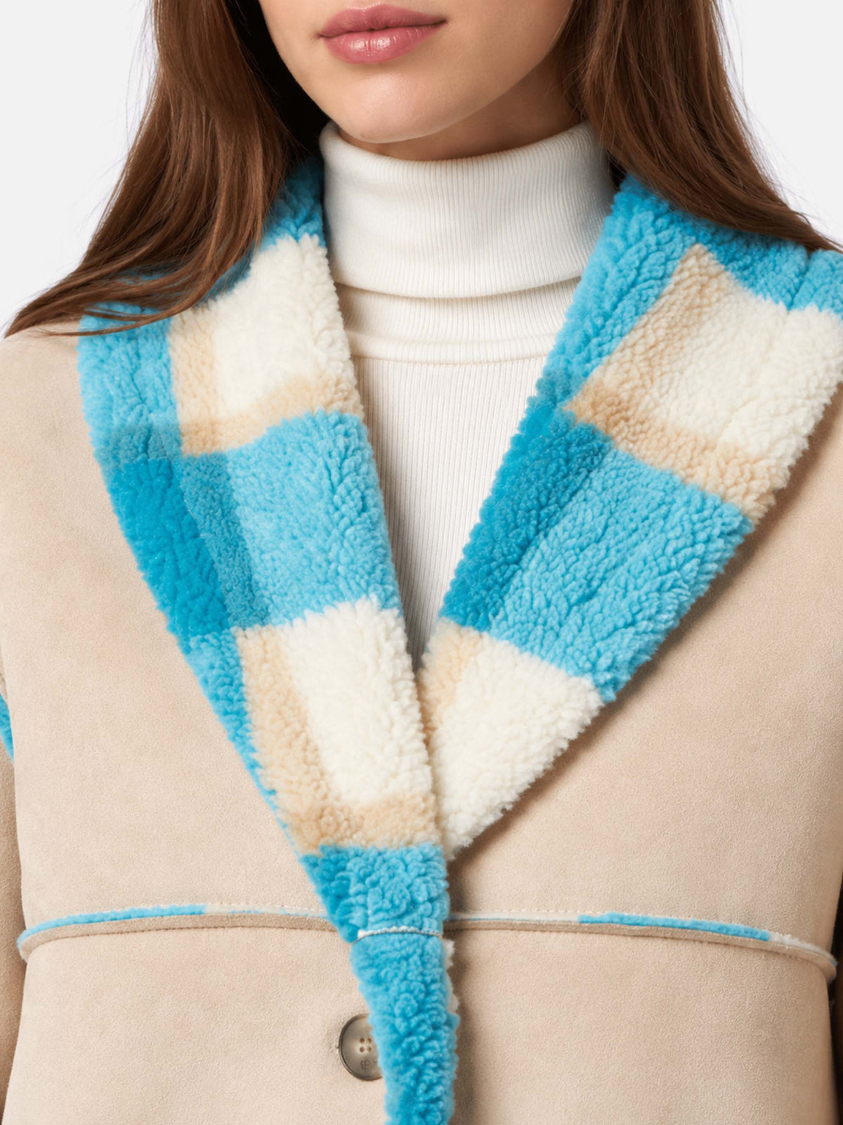 Veste Dorys réversible effet shearling avec imprimé tartan 
