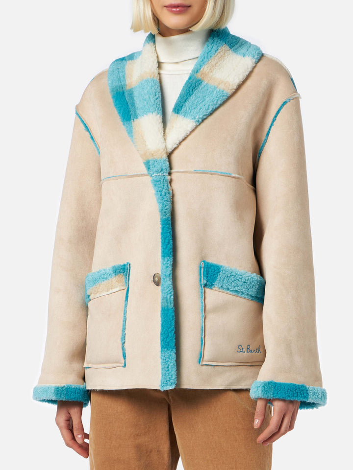 Dorys wendbare Jacke in Shearling-Optik mit Tartan-Print 