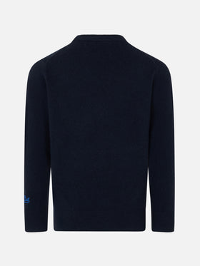 Boy crewneck sweater with Cortina postcard print