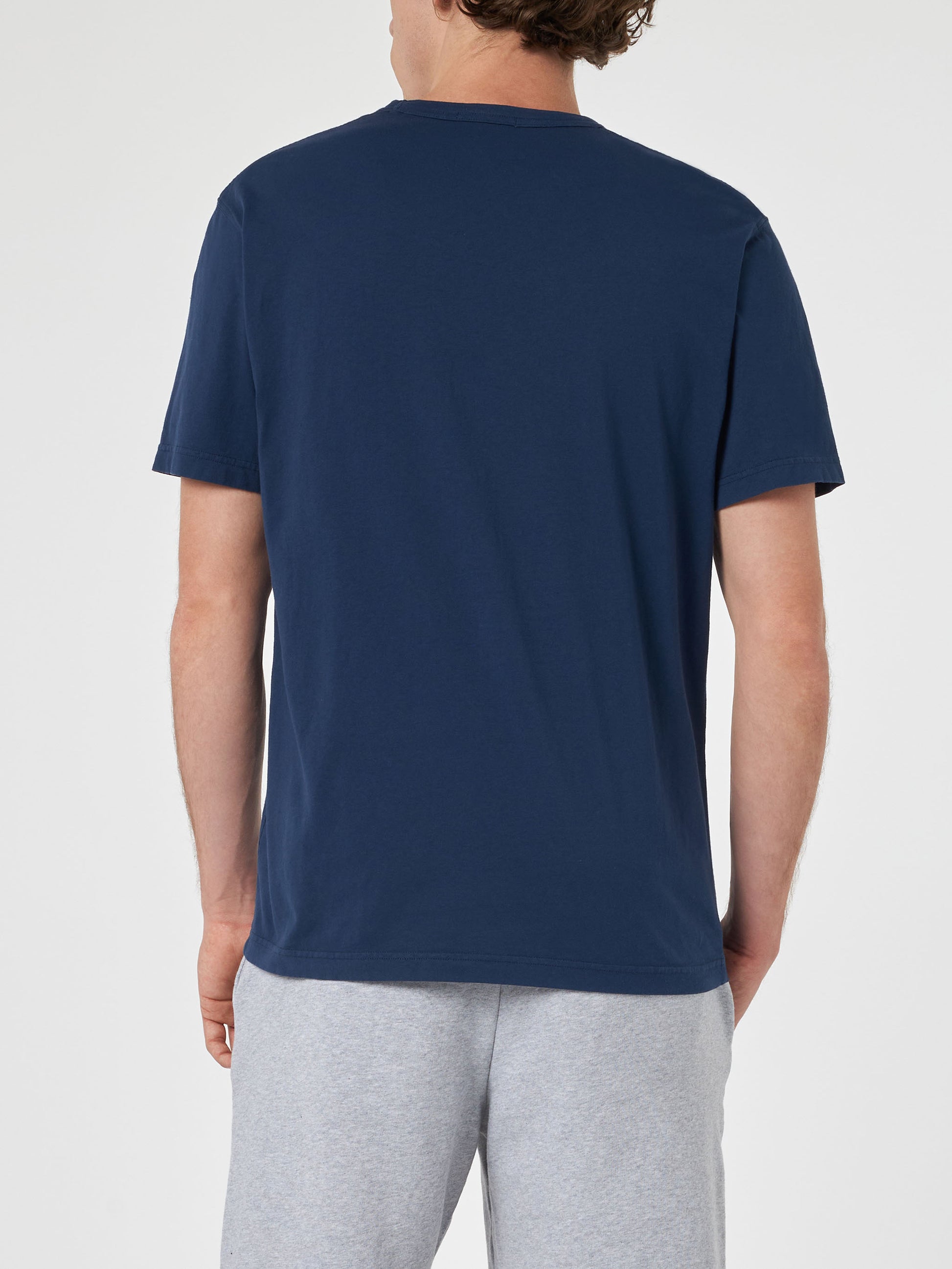 Man blue cotton jersey t-shirt Dover with St. Barth embroidery - MC2 Saint Barth