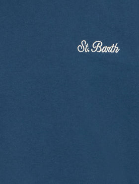 Boy navy blue cotton jersey t-shirt Dover with St. Barth embroidery - MC2 Saint Barth