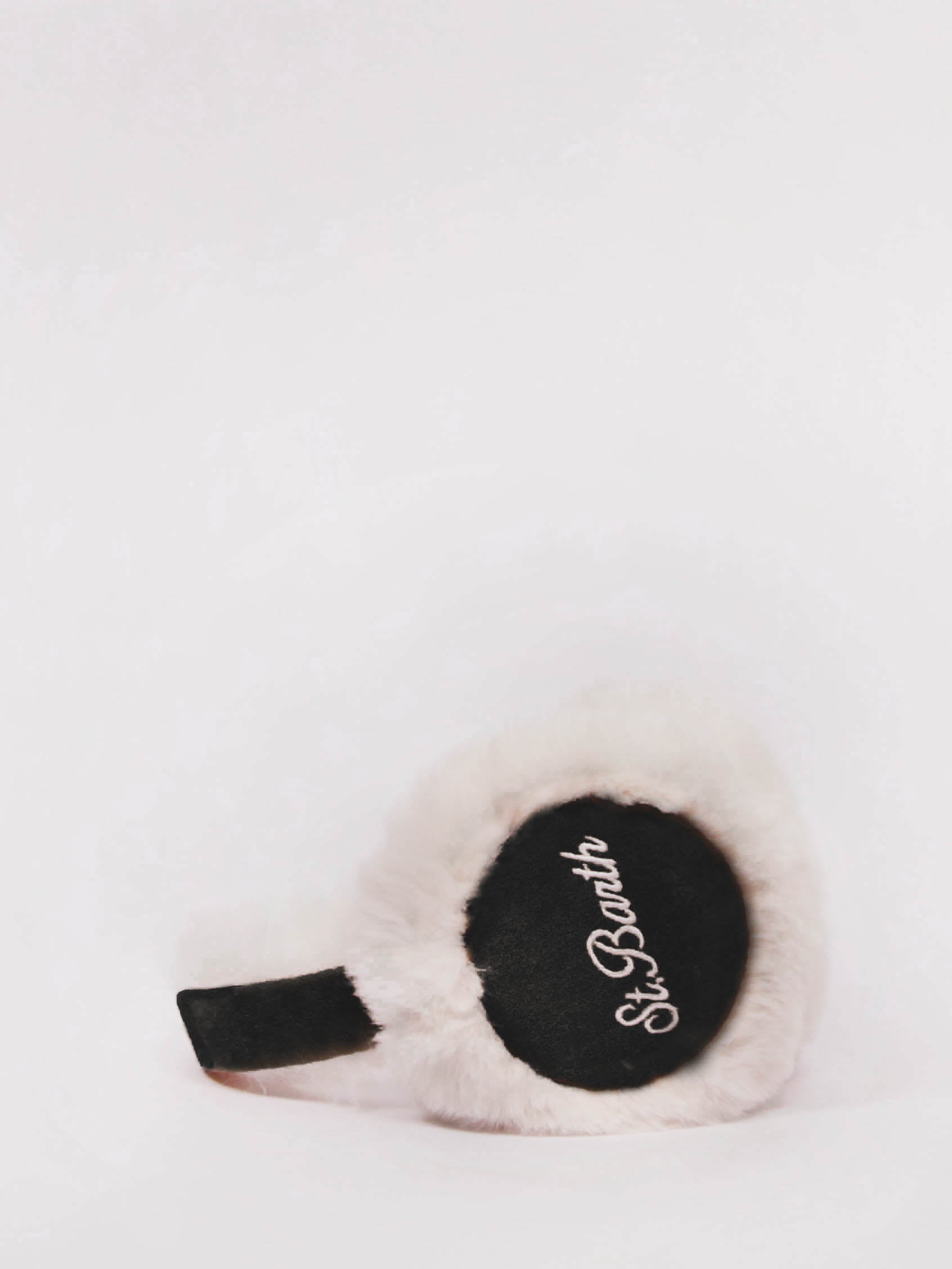 Woman black suede effect earmuffs with furry details and wireless speaker - MC2 Saint Barth