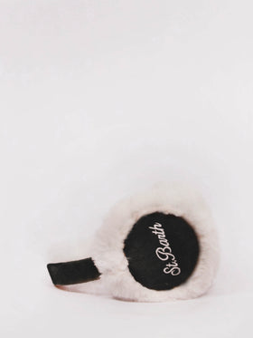 Woman black suede effect earmuffs with furry details and wireless speaker - MC2 Saint Barth