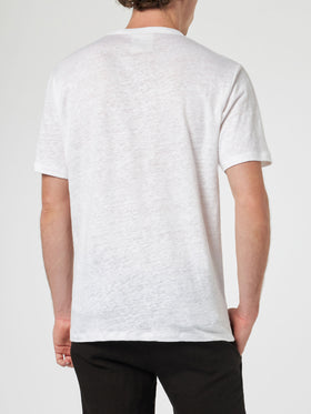 Man off-white linen jersey t-shirt Ecstasea with pocket - MC2 Saint Barth