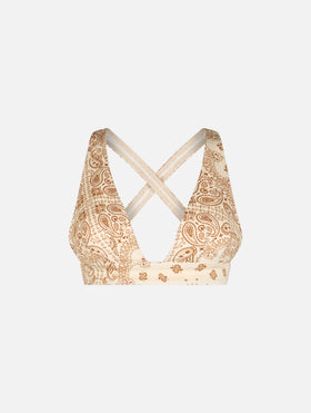 Woman scooped denim bandanna top Eda - MC2 Saint Barth