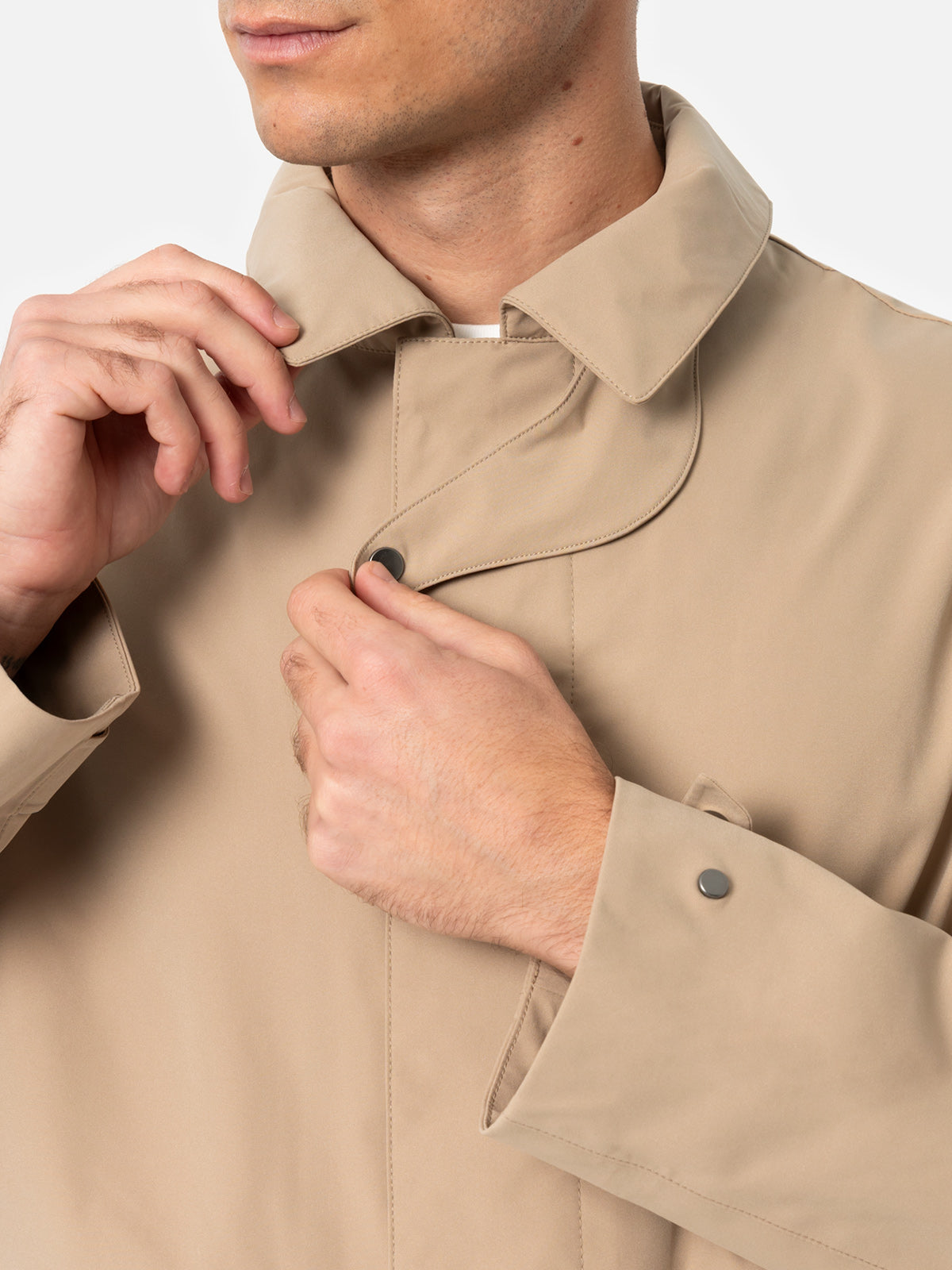 Beige stretch fabric trench Elbert with welt - MC2 Saint Barth