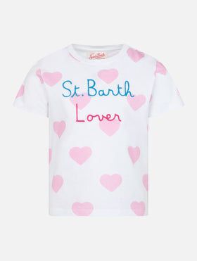 Girl cotton jersey crewneck t-shirt Elly with Vacay mood embroidery - MC2 Saint Barth