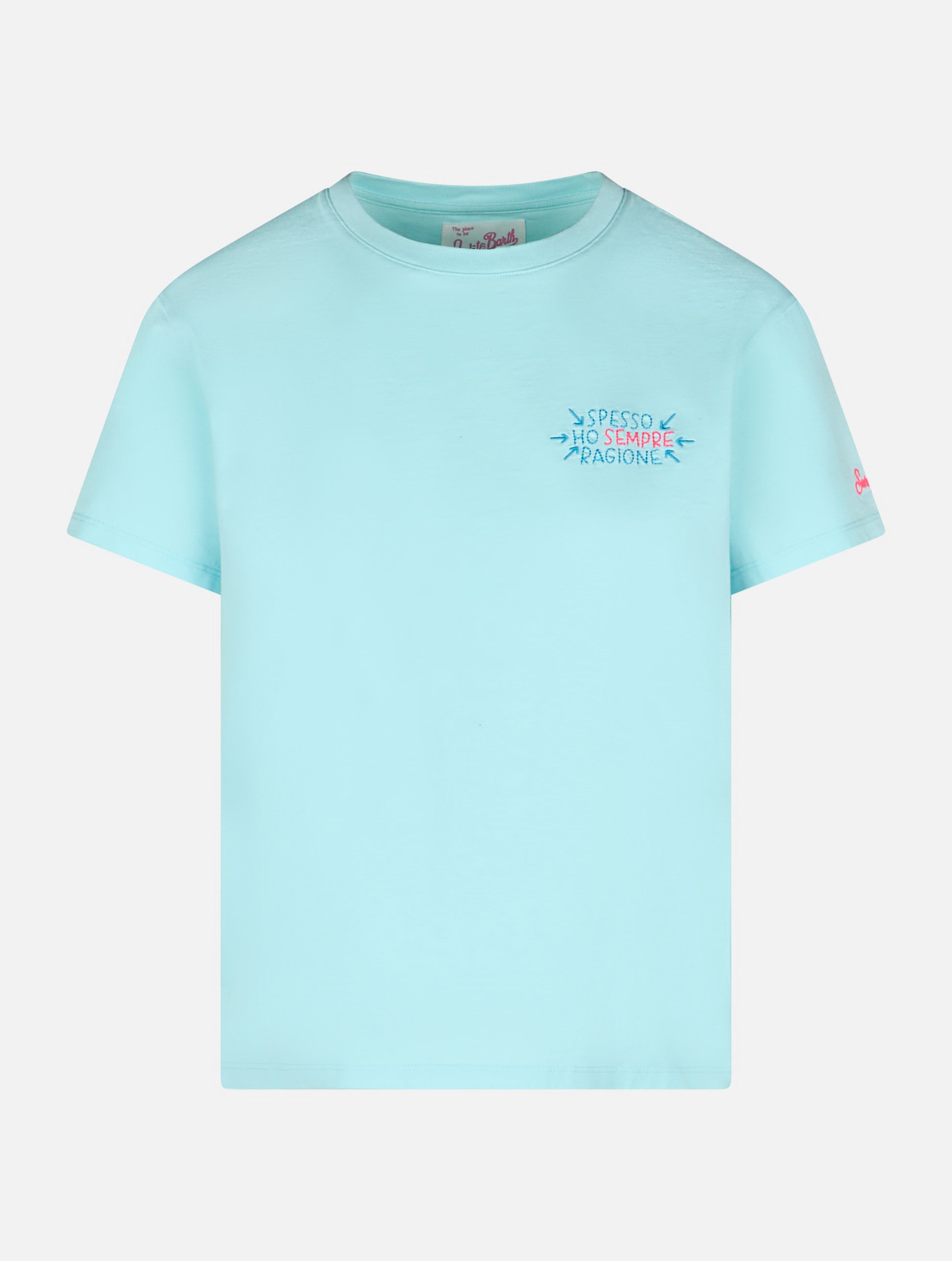 Woman cotton jersey crewneck t-shirt Emilie with Spesso ho Sempre Ragione embroidery | INSULTI LUMINOSI SPECIAL EDITION - MC2 Saint Barth