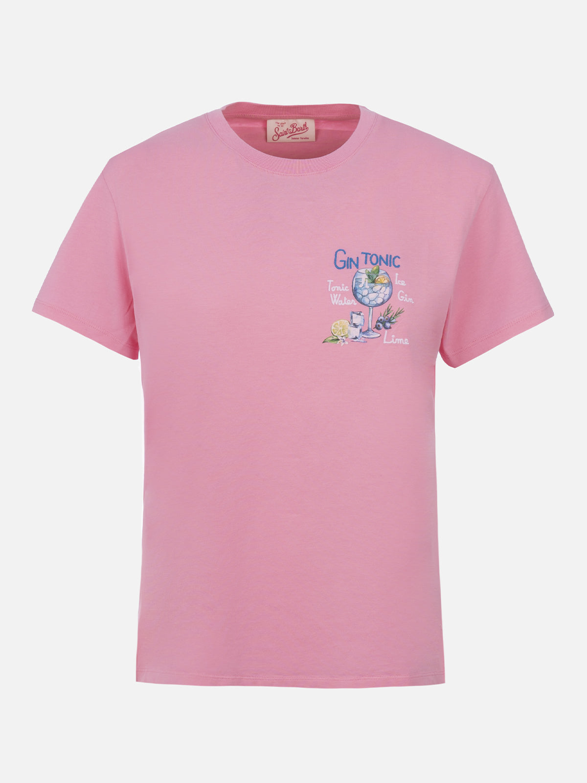 Woman cotton jersey crewneck t-shirt Emilie with Gin Tonic embroidery - MC2 Saint Barth