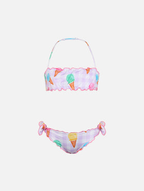 Girl classic bandeau bikini Emy with ice cream print - MC2 Saint Barth