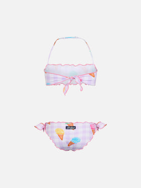 Girl classic bandeau bikini Emy with ice cream print - MC2 Saint Barth