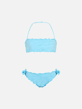 Emy classic bandeau bikini with Sangallo lace embroidery - MC2 Saint Barth