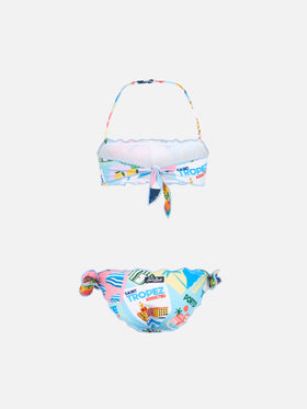 Emy classic bandeau bikini with postcard print - MC2 Saint Barth