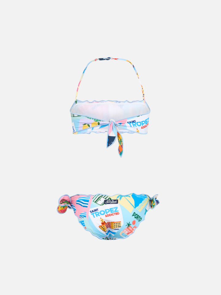 Emy classic bandeau bikini with postcard print - MC2 Saint Barth