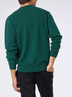 Man crewneck green sweater with St. Barth embroidery - MC2 Saint Barth