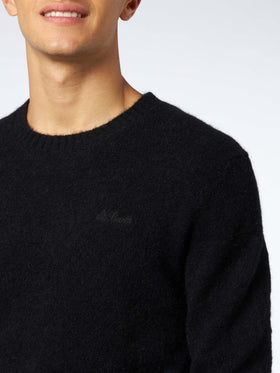Man black stretch wool sweater with St. Barth embroidery - MC2 Saint Barth