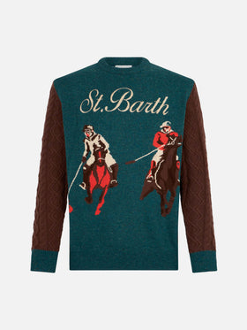Man crewneck donegal sweater with polo jacquard - MC2 Saint Barth