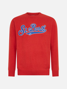 Man crewneck orange sweater with St. Barth embroidery - MC2 Saint Barth