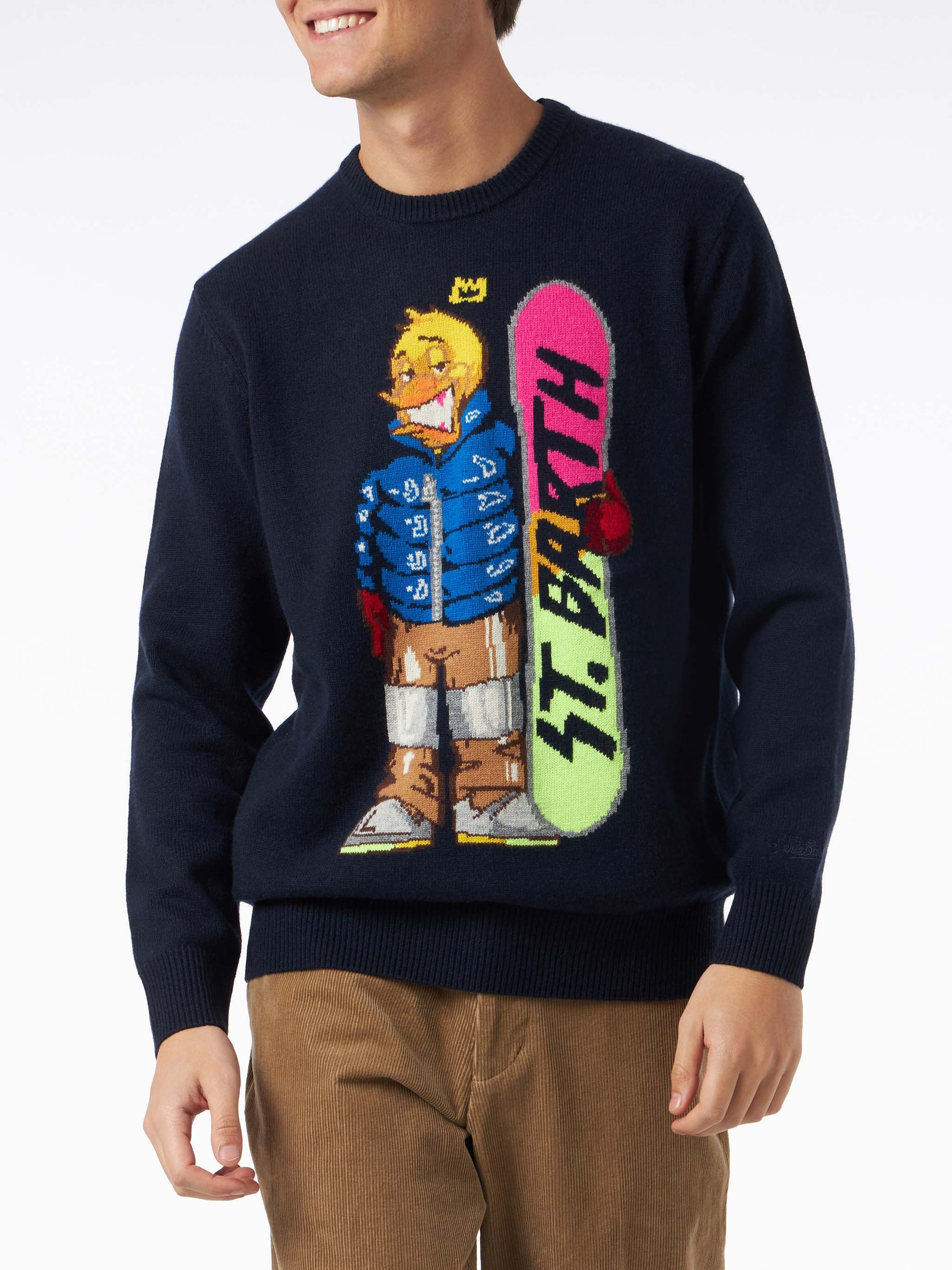 Man crewneck sweater with Crypto Ducky jacquard | CRYPTO PUPPETS SPECIAL EDITION - MC2 Saint Barth