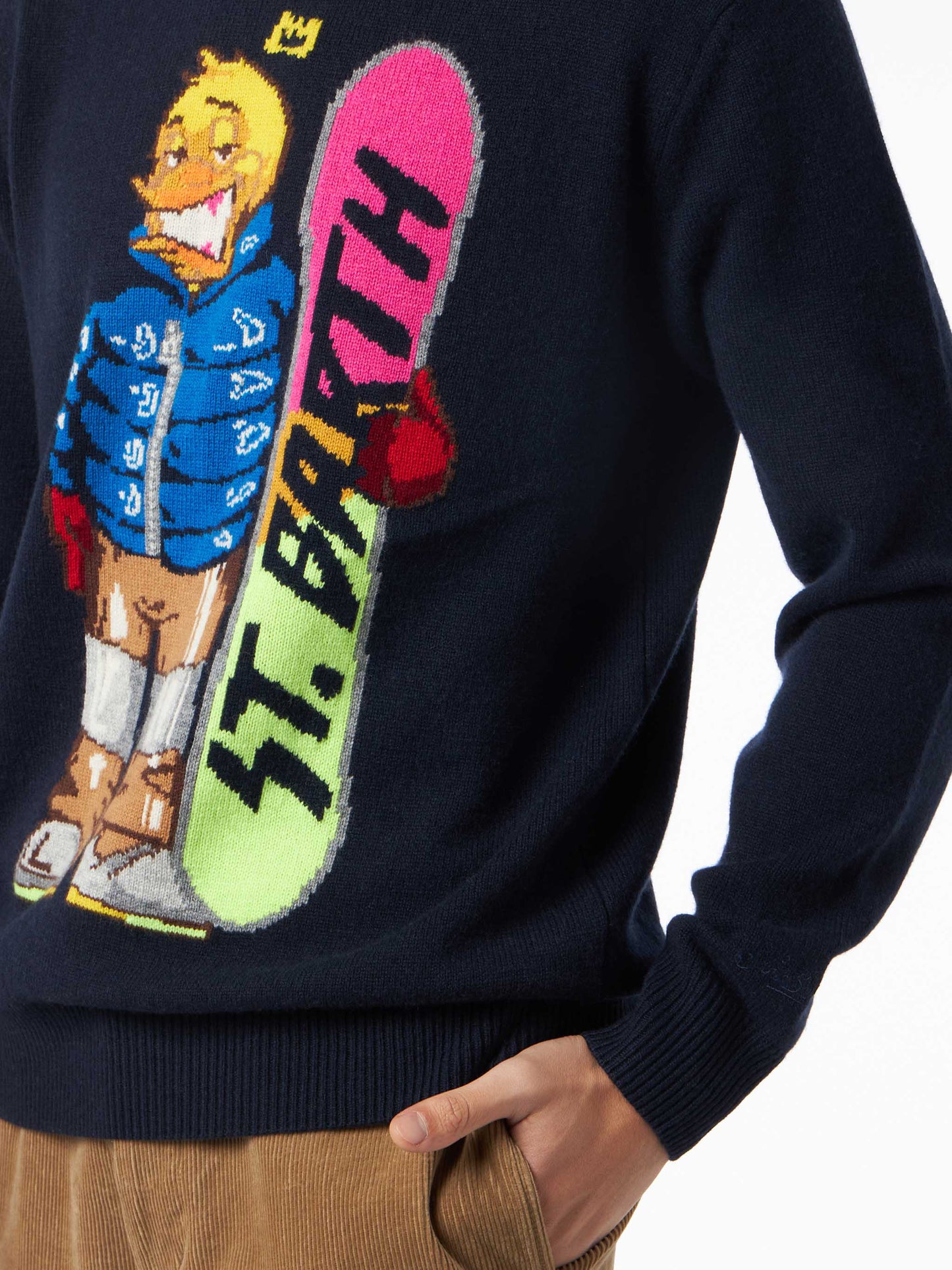 Man crewneck sweater with Crypto Ducky jacquard | CRYPTO PUPPETS SPECIAL EDITION - MC2 Saint Barth