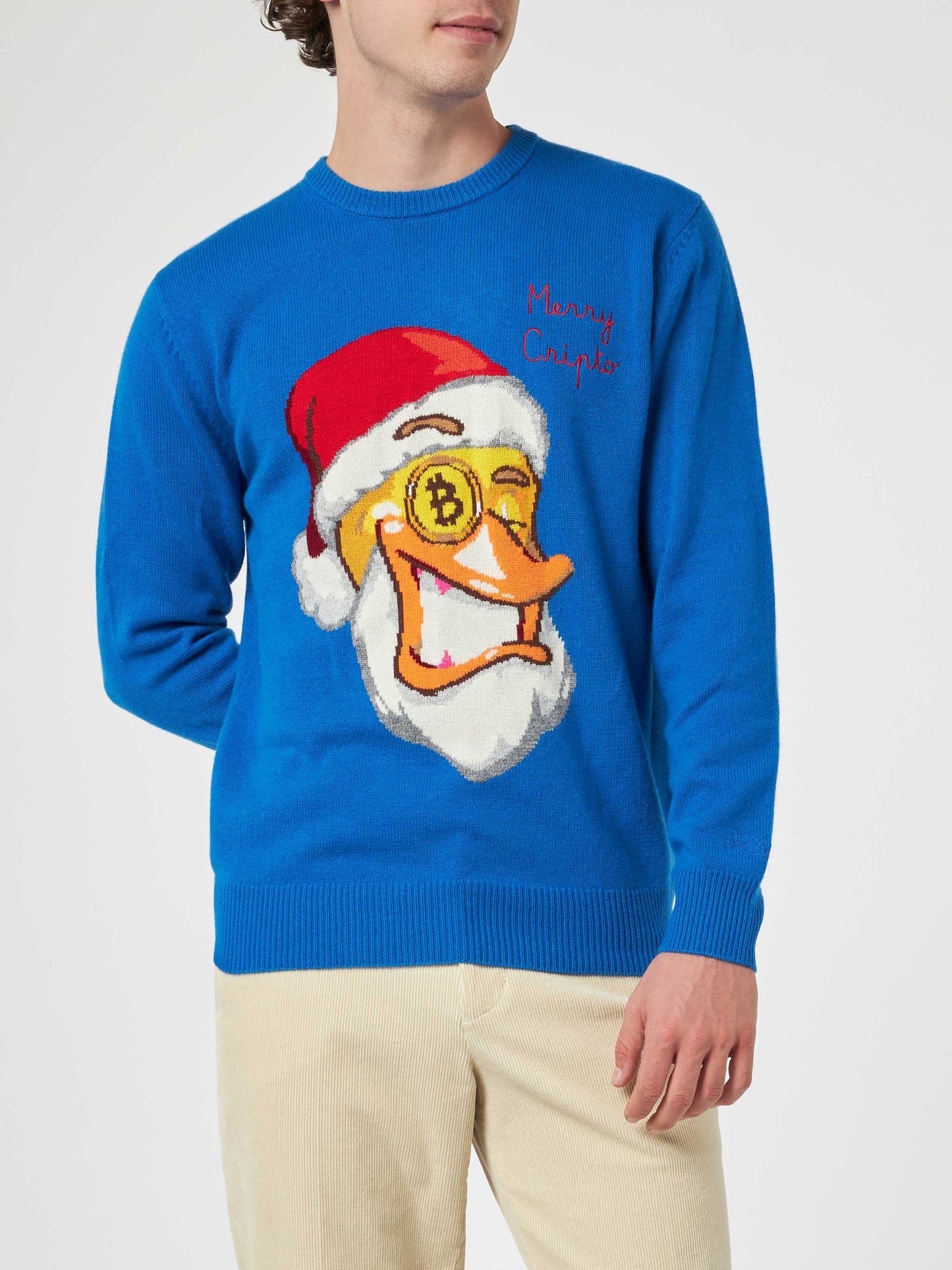 Man crewneck sweater with Crypto Ducky jacquard | CRYPTO PUPPETS SPECIAL EDITION - MC2 Saint Barth