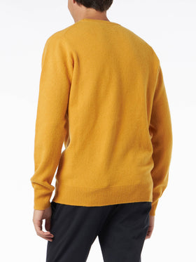 Man crewneck ochre yellow sweater with St. Barth embroidery - MC2 Saint Barth