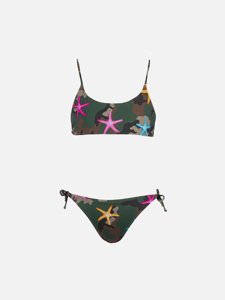 Girl bralette bikini Jaiden with seastar on camouflage print - MC2 Saint Barth