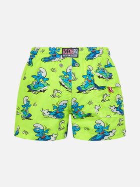 Boy mid-length Jean swim-shorts with Smurf print | THE SMURF SPECIAL EDITION - MC2 Saint Barth
