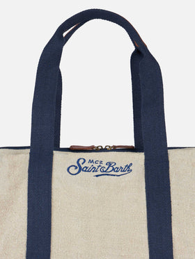 Natural linen travel duffle bag Jetleg - MC2 Saint Barth