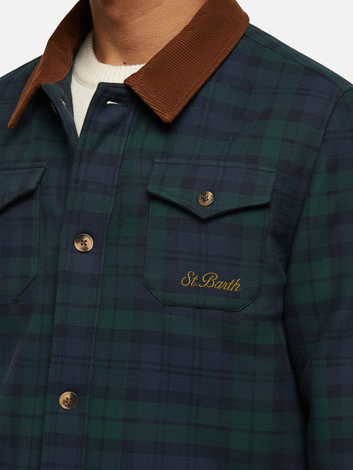 Wool blend overshirt Landeck with tartan print
