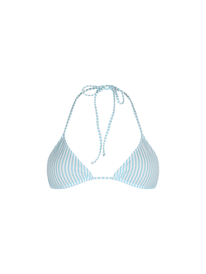 Leah seersucker striped triangle bikini top