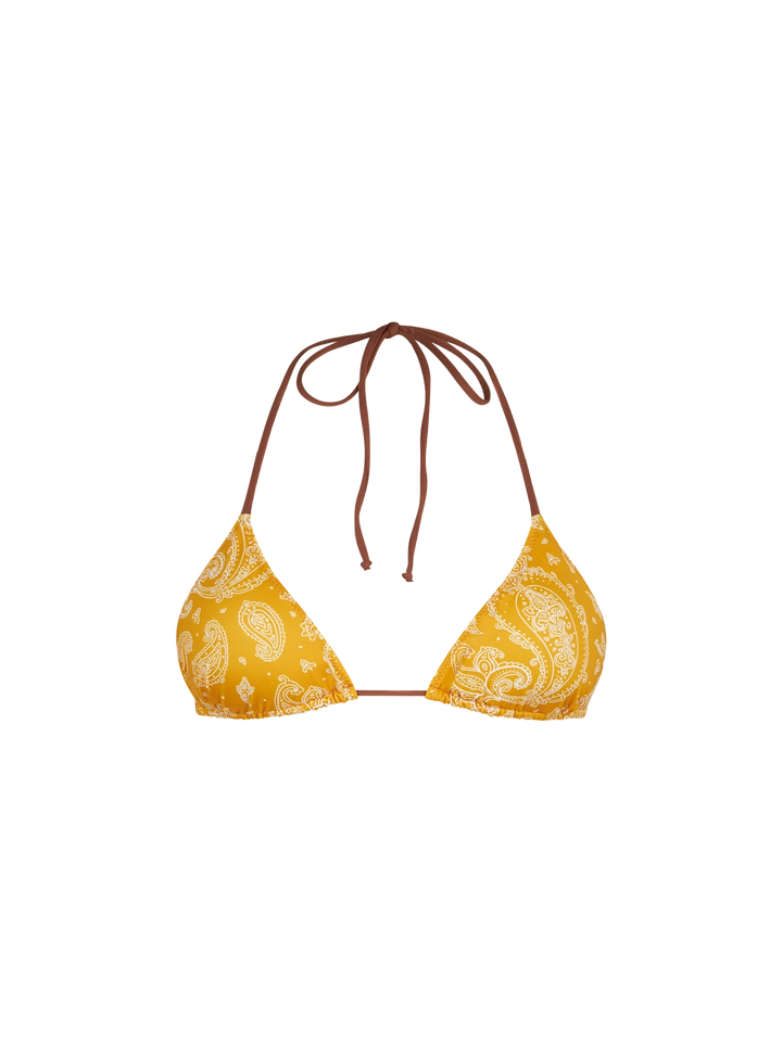 Ochre paisley Leah triangle bikini top