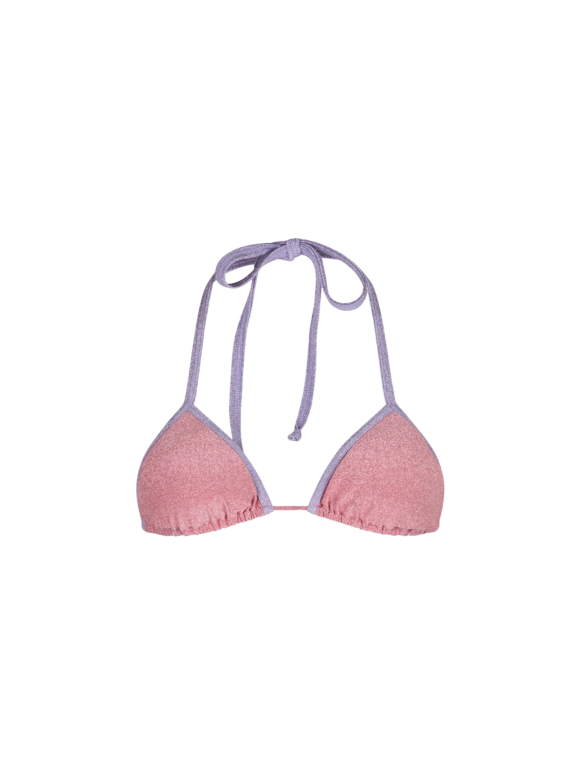 Woman pink lurex triangle top swimsuit Leah with piping - MC2 Saint Barth