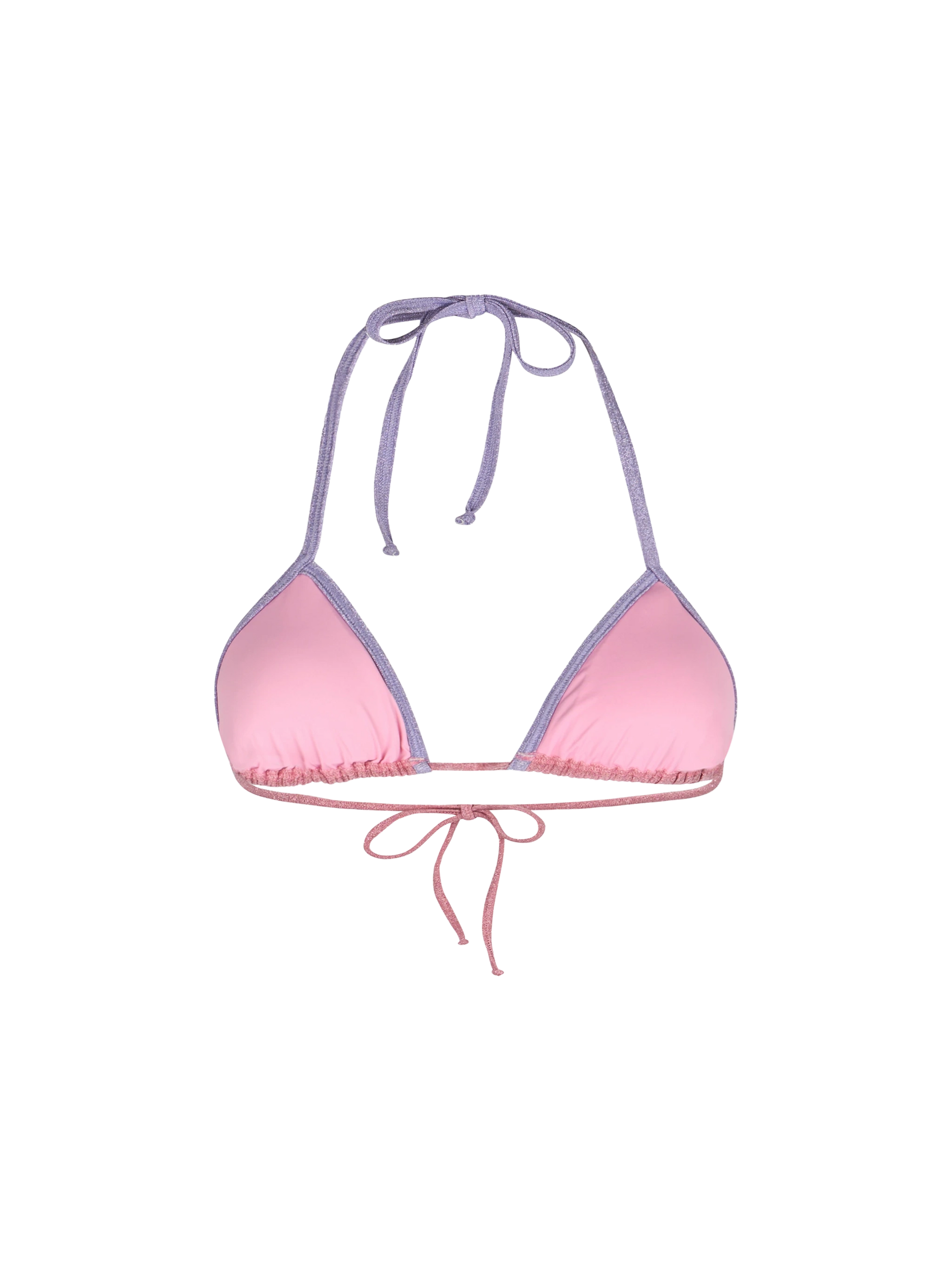 Woman pink lurex triangle top swimsuit Leah with piping - MC2 Saint Barth