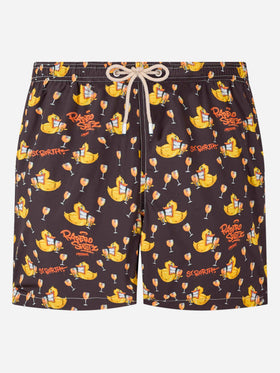 Man lightweight fabric swim-shorts Lighting with Cryptopuppets aperitif print | CRYPTOPUPPETS SPECIAL EDITION - MC2 Saint Barth