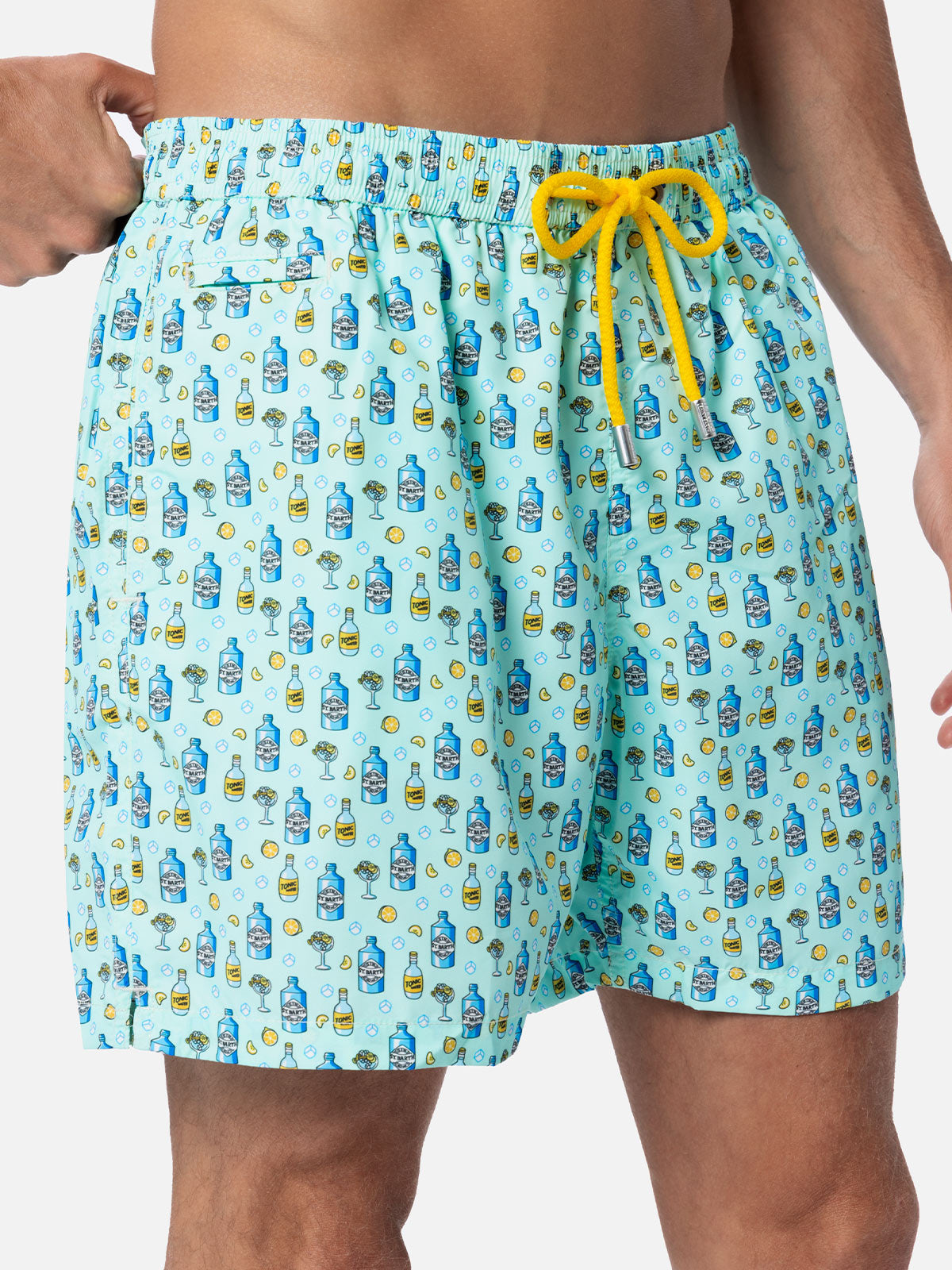 Costume da bagnoin tessuto leggero con stampa cocktail gin tonic
