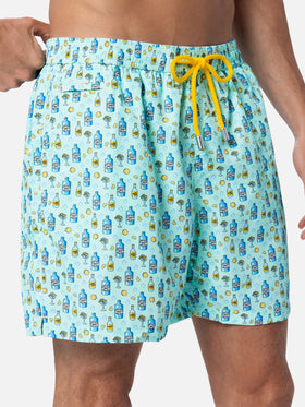 Costume da bagnoin tessuto leggero con stampa cocktail gin tonic