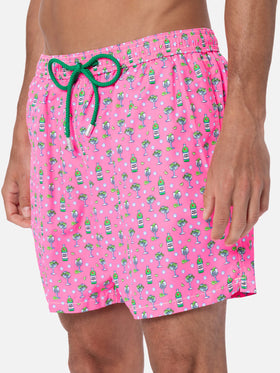 Man lightweight fabric swim-shorts Lighting Micro Fantasy with ice and cocktail print - MC2 Saint Barth