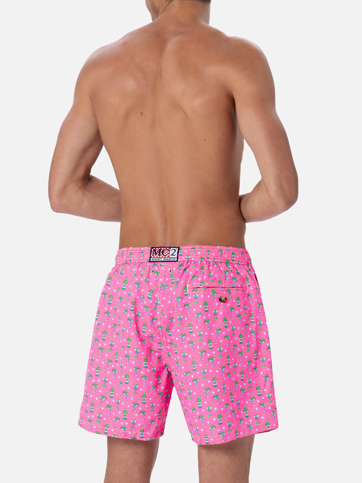 Man lightweight fabric swim-shorts Lighting Micro Fantasy with ice and cocktail print - MC2 Saint Barth