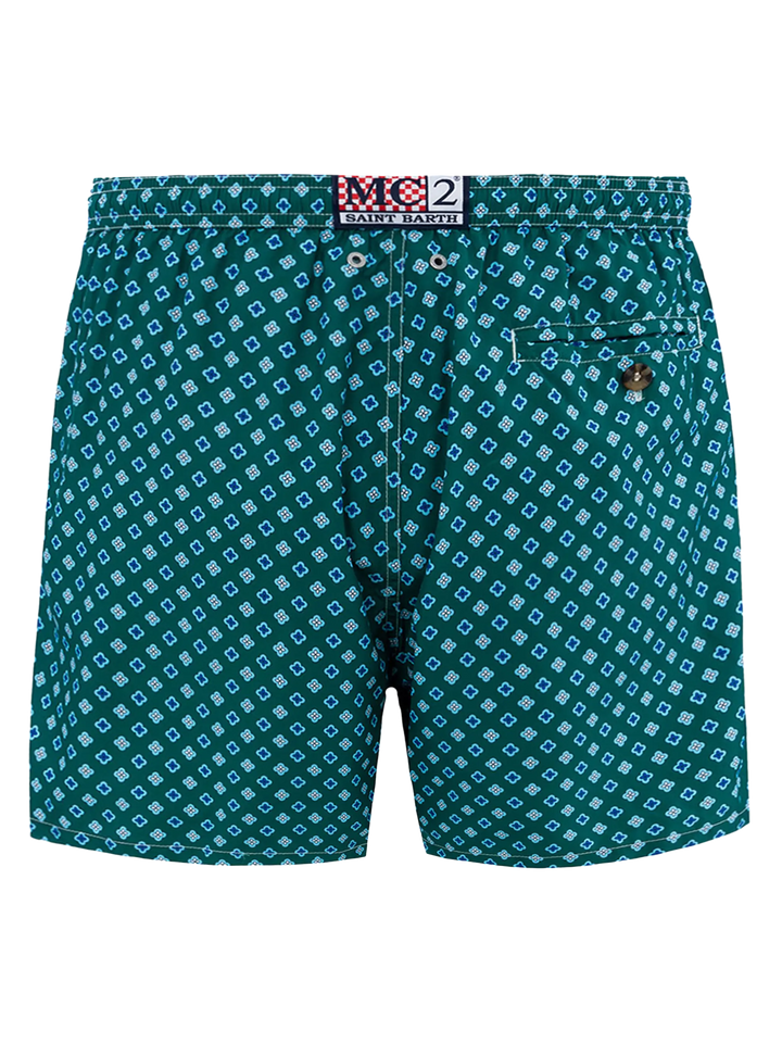 Man lightweight fabric swim-shorts Lighting Micro Fantasy with tie print - MC2 Saint Barth