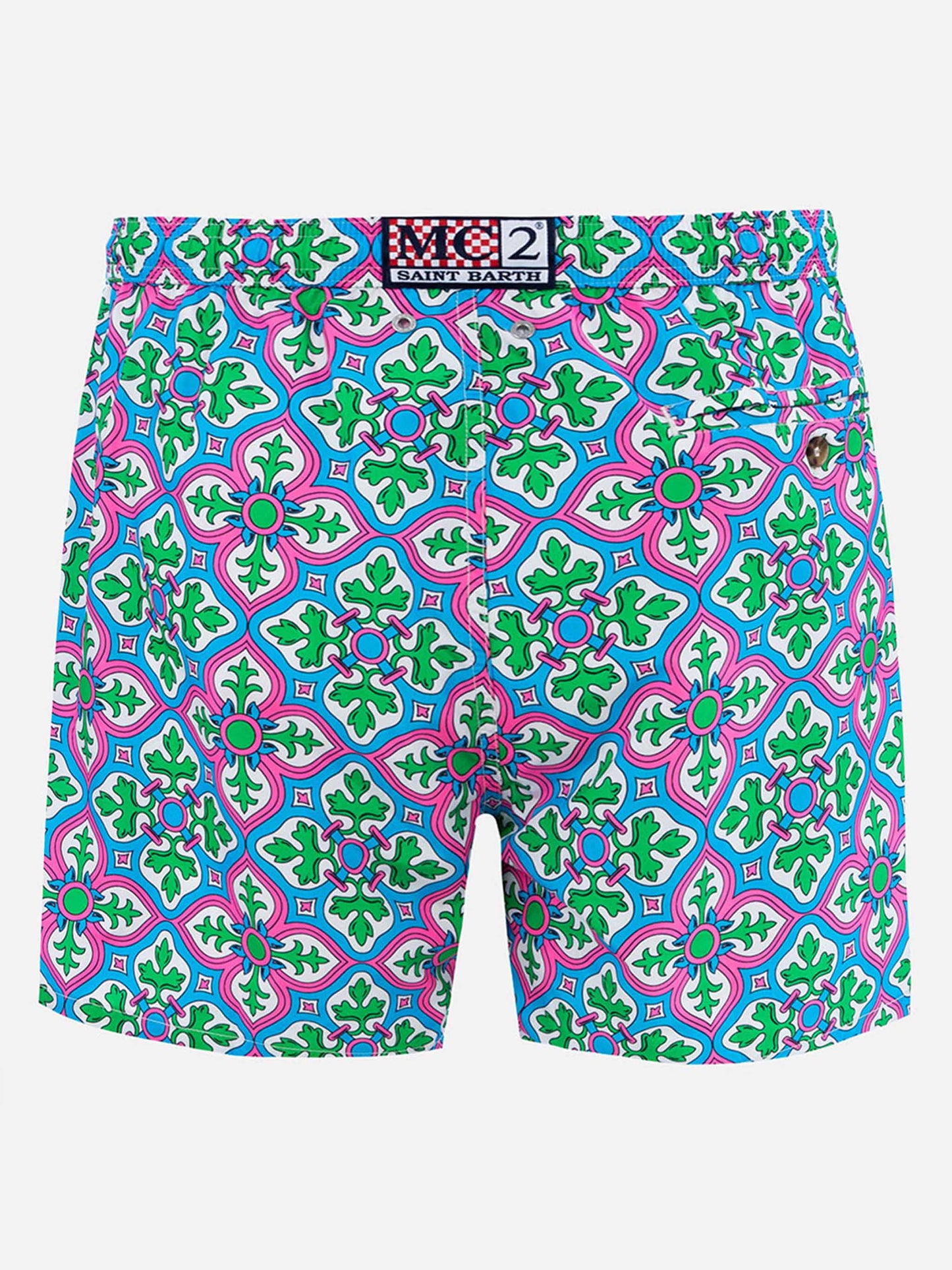 Lighting majolica print swim shorts