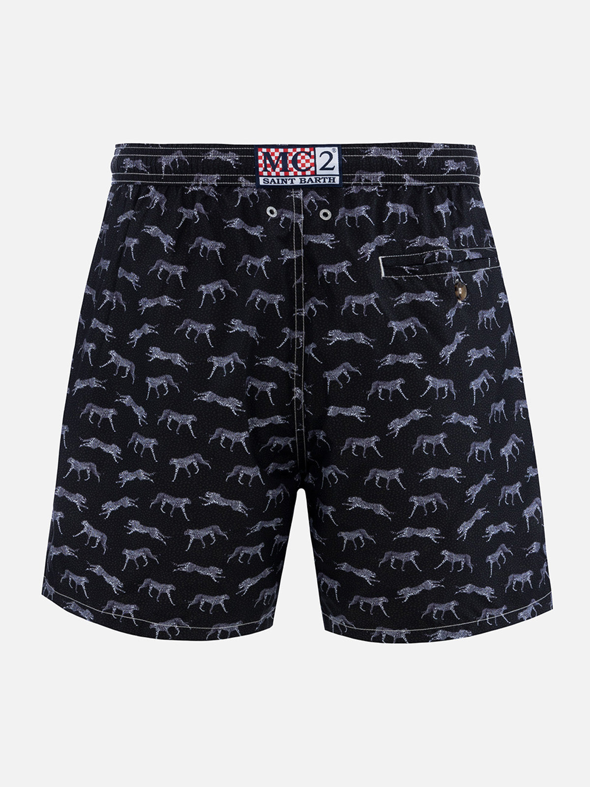 Man lightweight fabric swim-shorts Lighting 70 with micro cheeta print - MC2 Saint Barth